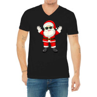 Retro Face Xmas Tee Santa Sunglasses Christmas Poo V-neck Tee | Artistshot