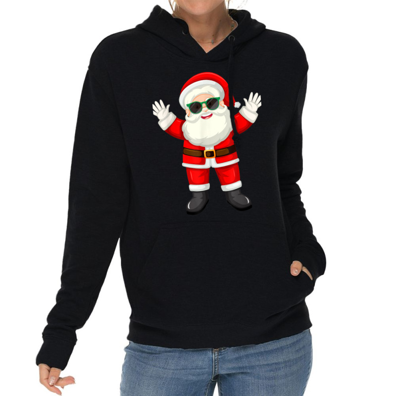 Retro Face Xmas Tee Santa Sunglasses Christmas Poo Lightweight Hoodie | Artistshot