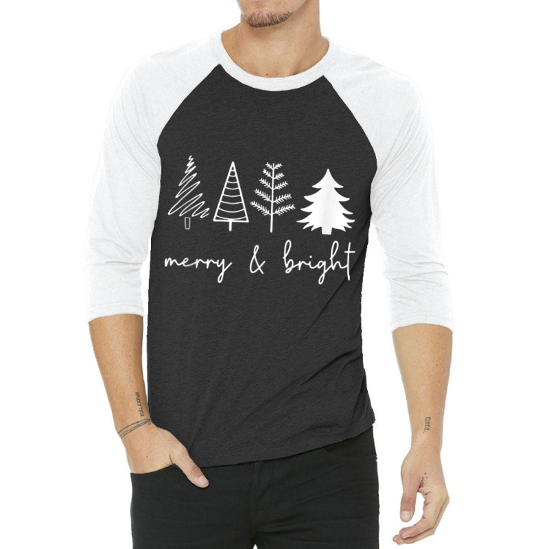 Merry And Bright Christmas Tree Tank Top 3/4 Sleeve Shirt | Artistshot