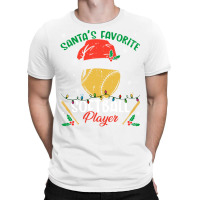 Santa's Favorite Softball Player Christmas Pajama T-shirt | Artistshot