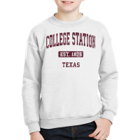 College Station Texas Tx Vintage Athletic Sports D Youth Sweatshirt | Artistshot