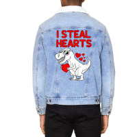 Kids I Steal Hearts T Rex Dino Valentines Day Todd Unisex Sherpa-lined Denim Jacket | Artistshot