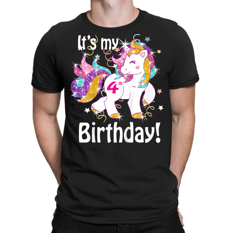 Kids Its My Birthday Shirt Girl Unicorn 4th (4 Yea T-shirt | Artistshot