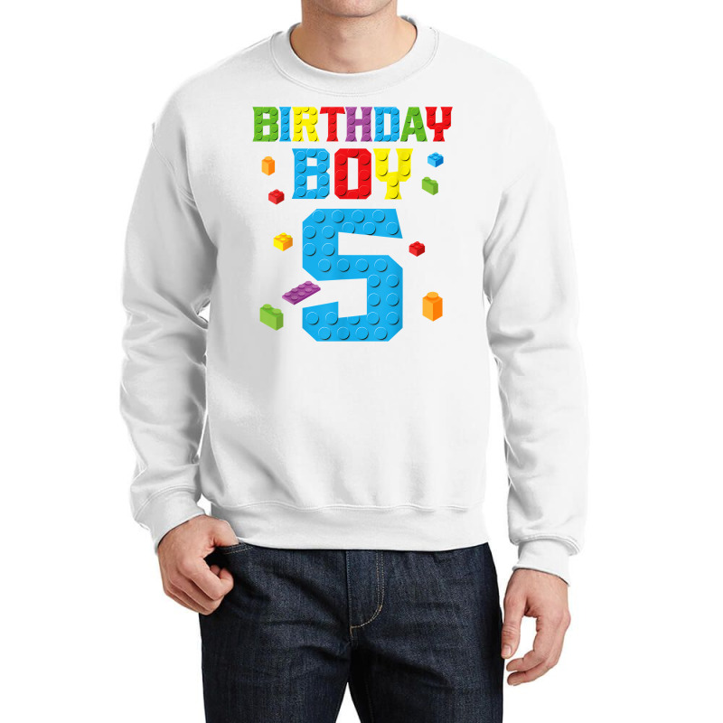 Master Builder 5th Birthday Boy 5 Five Year Buildi Crewneck Sweatshirt | Artistshot