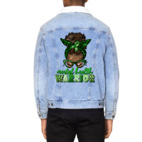 Mental Health Warrior Afro Messy Bun Unisex Sherpa-lined Denim Jacket | Artistshot