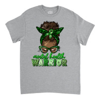 Mental Health Warrior Afro Messy Bun Classic T-shirt | Artistshot