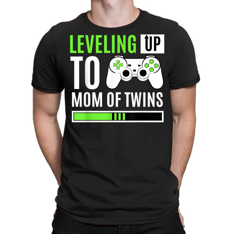 Leveling Up To Mom Of Twins Gaming Gender Reveal C T-shirt | Artistshot