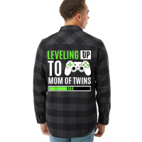 Leveling Up To Mom Of Twins Gaming Gender Reveal C Flannel Shirt | Artistshot