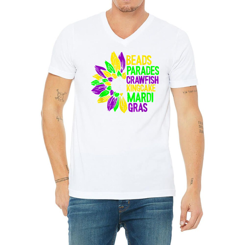 Beads Parades Crawfish Kingcake Mardi Gras Masquer V-neck Tee | Artistshot