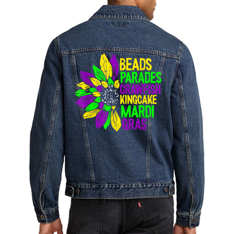 Beads Parades Crawfish Kingcake Mardi Gras Masquer Men Denim Jacket | Artistshot