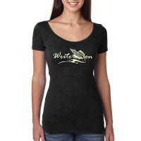 Write On   Feather Author Novelist Novel Writer Po Women's Triblend Scoop T-shirt | Artistshot