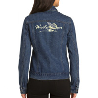 Write On   Feather Author Novelist Novel Writer Po Ladies Denim Jacket | Artistshot