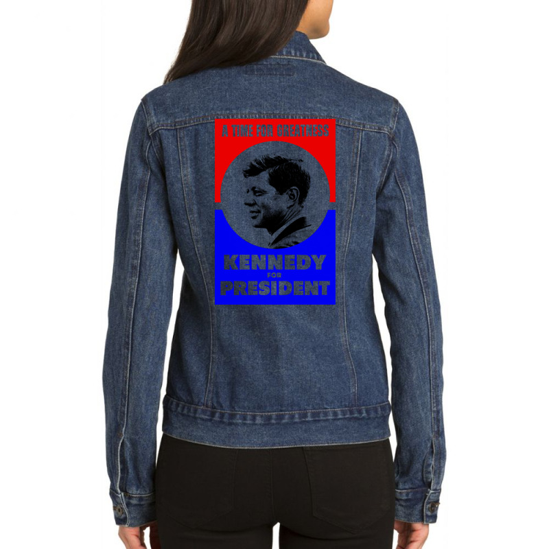 Jfk Kennedy For President Ladies Denim Jacket by tacanaglin8 | Artistshot