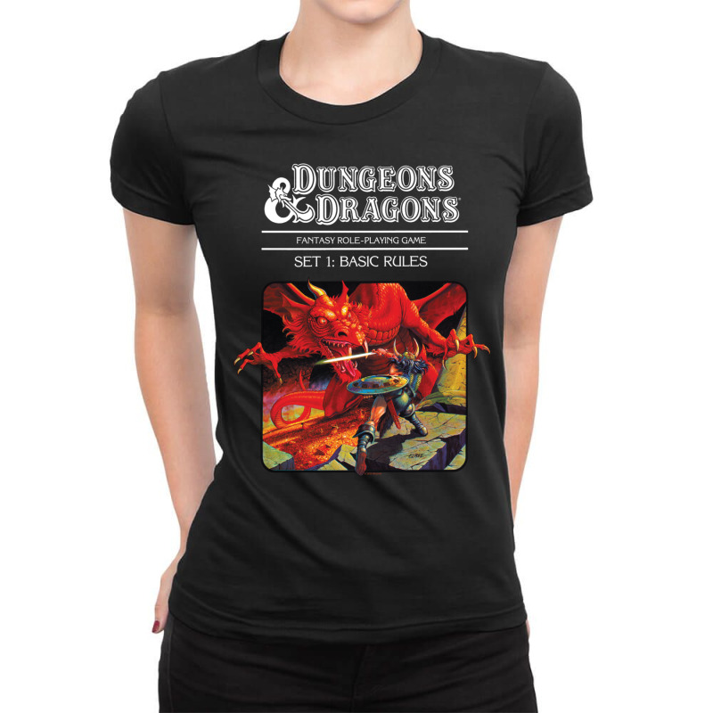 Dungeons & Dragons Vintage Basic Rules Cover Long Ladies Fitted T-Shirt by imelde | Artistshot