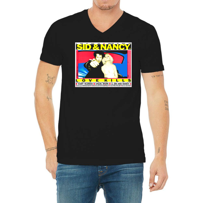 Sid And Nancy Love Kills V-Neck Tee by tazawiwaimand | Artistshot