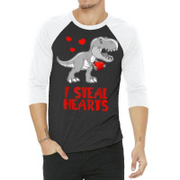 I Steal Hearts Dinosaur Valentines Day For Baby Bo 3/4 Sleeve Shirt | Artistshot