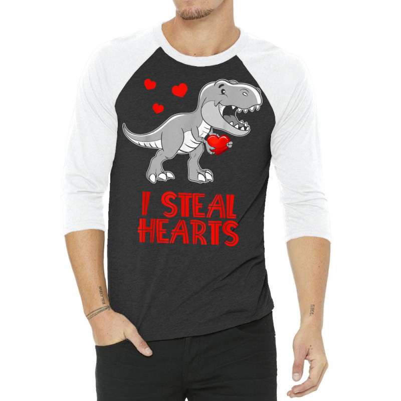 I Steal Hearts Dinosaur Valentines Day For Baby Bo 3/4 Sleeve Shirt | Artistshot