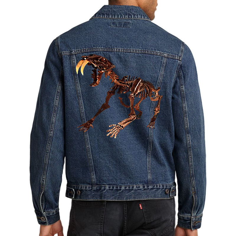 Smilodon. Saber Tooth Cat. Pleistocene   Pocket Em Men Denim Jacket | Artistshot