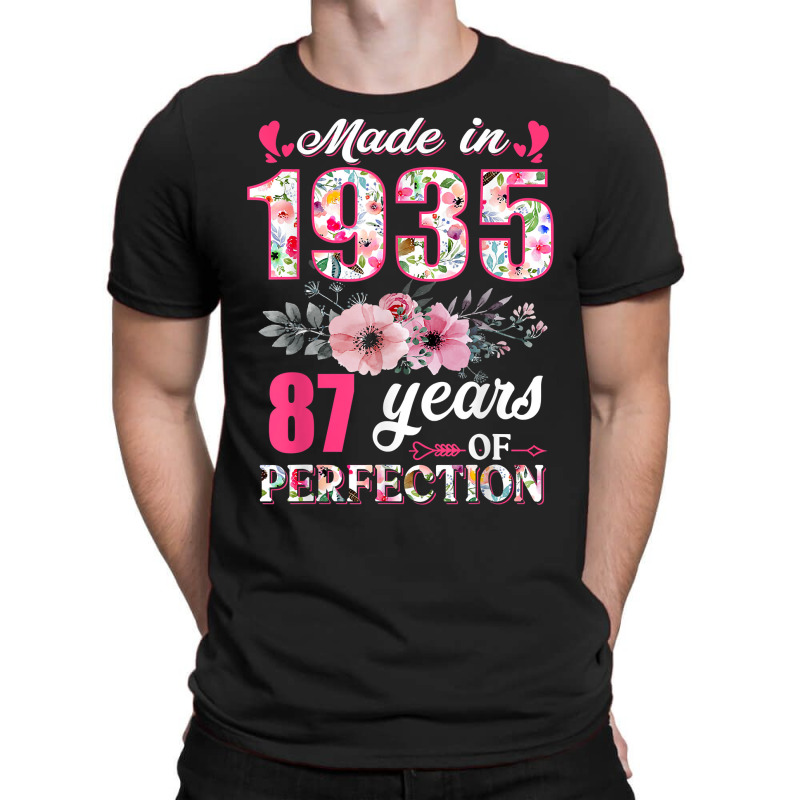 Made In 1935 Floral 87 Year Old 87th Birthday Gift T-shirt | Artistshot