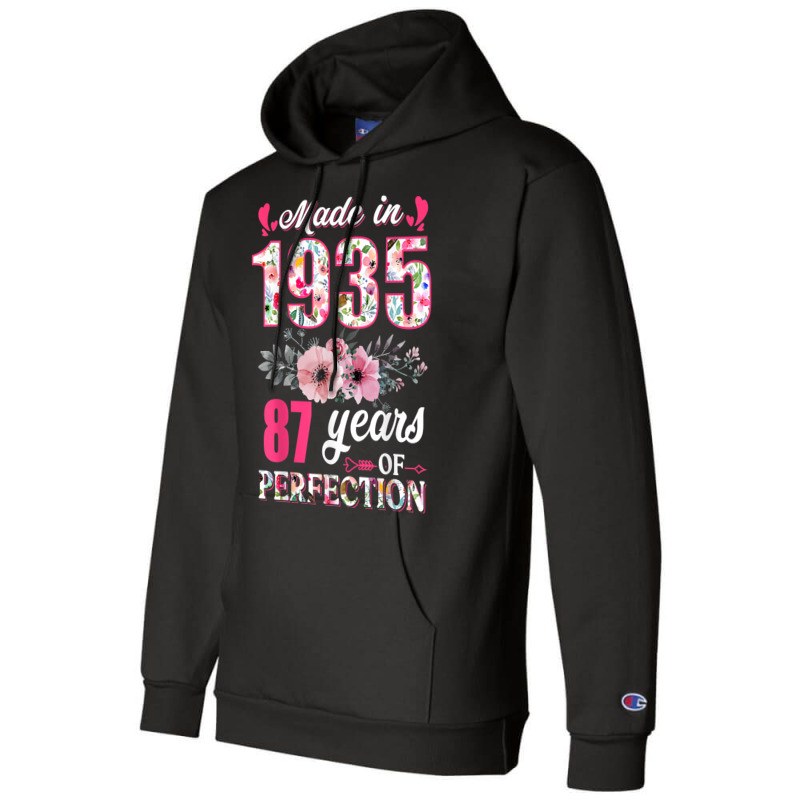 Made In 1935 Floral 87 Year Old 87th Birthday Gift Champion Hoodie | Artistshot