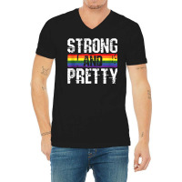 Strong And Pretty Gay Pride Gym Lifting Workout Lg V-neck Tee | Artistshot