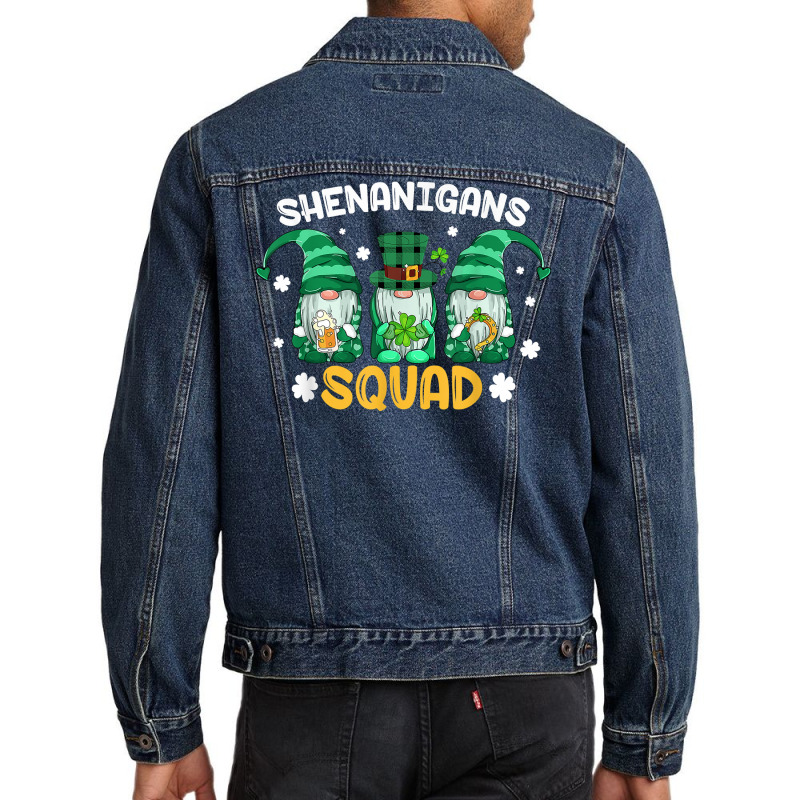 Shenanigans Squad St Patricks Day Gnomes Green Pro Men Denim Jacket | Artistshot