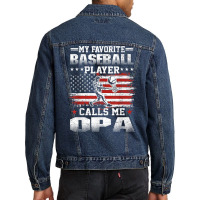 Mens My Favorite Baseball Player Calls Me Opa Shir Men Denim Jacket | Artistshot