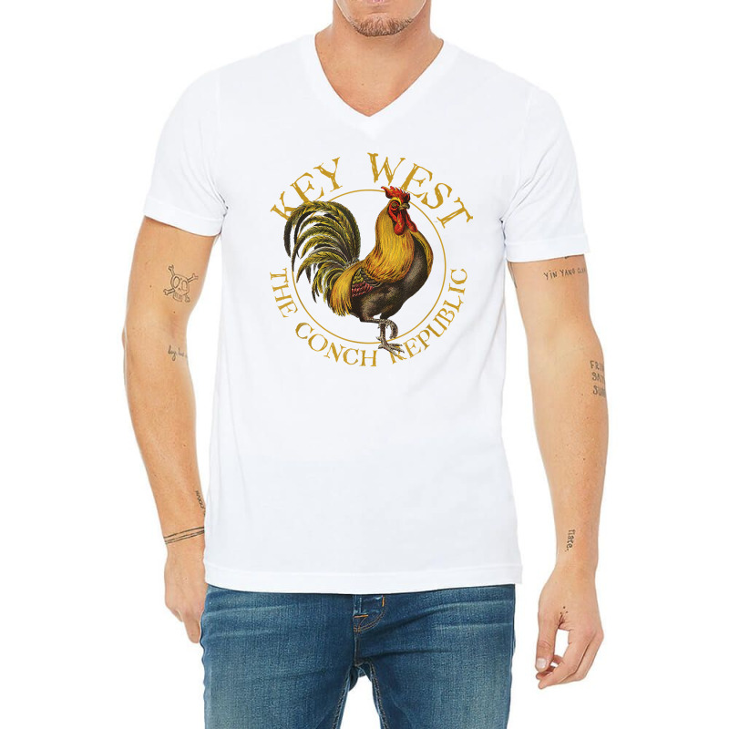 Key West Florida Vintage Rooster Design Souvenir T V-neck Tee | Artistshot