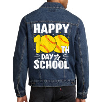 Softball Happy 100th Day Of School Tshirt Kids Tea Men Denim Jacket | Artistshot