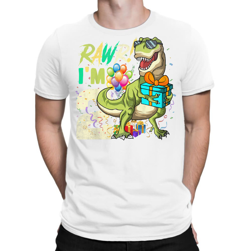 Kids Rawr I'm 2 Second Rex 2nd Birthday Dinosaur 2 T-shirt | Artistshot