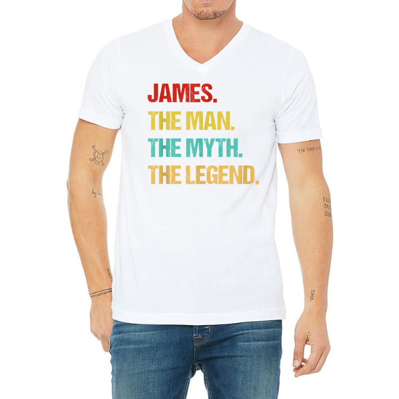 Mens James The Man The Myth The Legend T Shirt V-neck Tee | Artistshot