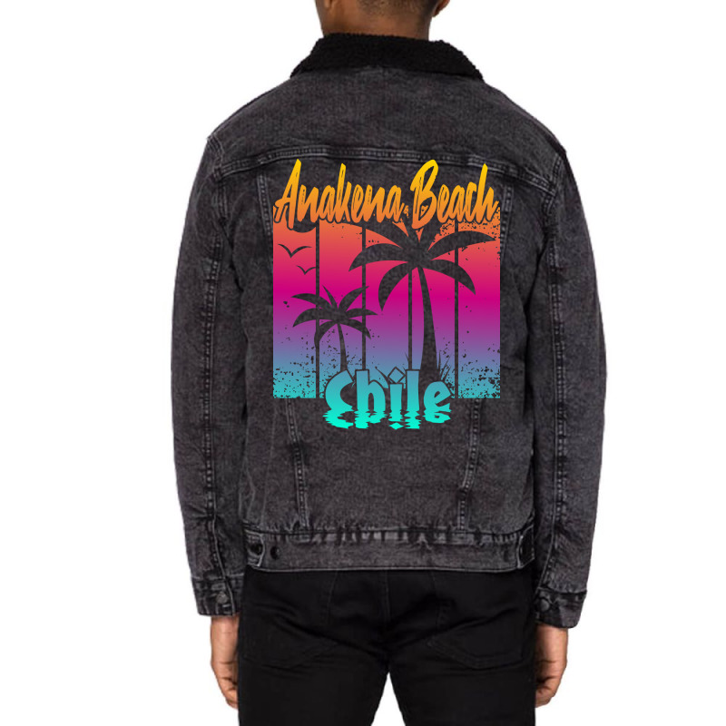 Anakena Beach Chile Hippie Unisex Sherpa-lined Denim Jacket | Artistshot