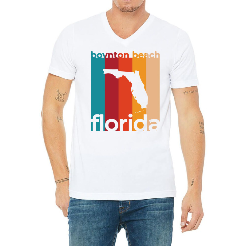 Boynton Beach Florida Retro Trending V-neck Tee | Artistshot