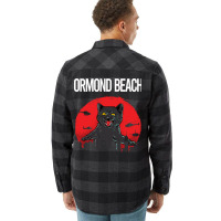 Funny Black Cat Ormond Beach Blue (1) Flannel Shirt | Artistshot