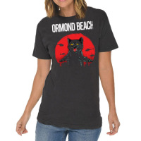 Funny Black Cat Ormond Beach Blue (1) Vintage T-shirt | Artistshot