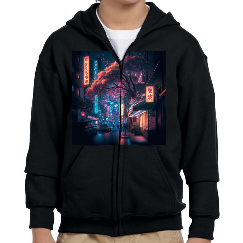 Neon City Images Youth Zipper Hoodie by TheDol | Artistshot