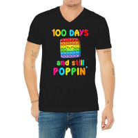 Kids Happy 100 Days Of School And Still Poppin 100 V-neck Tee | Artistshot