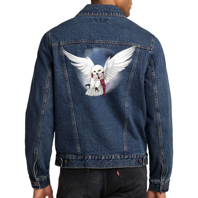 Snowy White Owl 49 Men Denim Jacket by riolomehanl | Artistshot