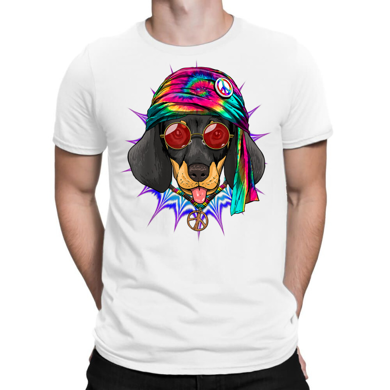 Tie Dye Hippie Dachshund Hippiness Peace Love Dog T-shirt | Artistshot