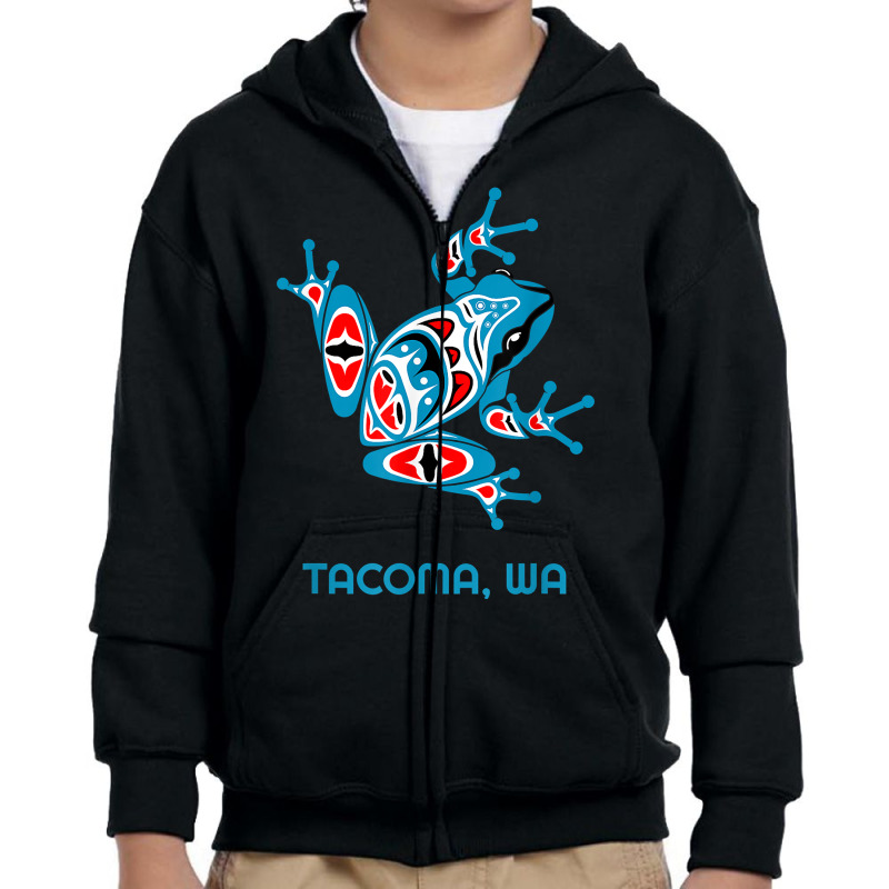 Tacoma Wa Red Blue Frog Pnw Art Native American T Youth Zipper Hoodie by ryniuga | Artistshot