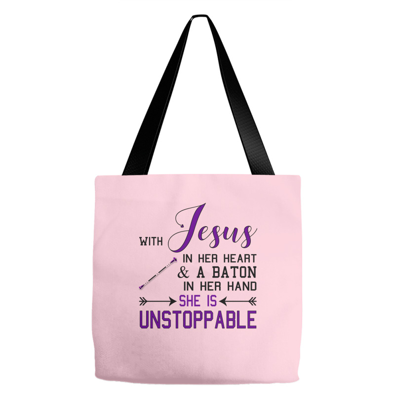 With Jesus In Her Heart A Baton In Hand She Is Uns Tote Bags | Artistshot