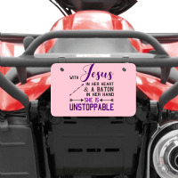 With Jesus In Her Heart A Baton In Hand She Is Uns Atv License Plate | Artistshot