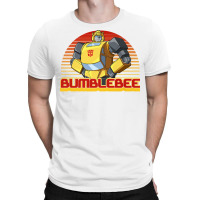 Transformers Bumblebee Retro Stripes Vintage Portr T-shirt | Artistshot