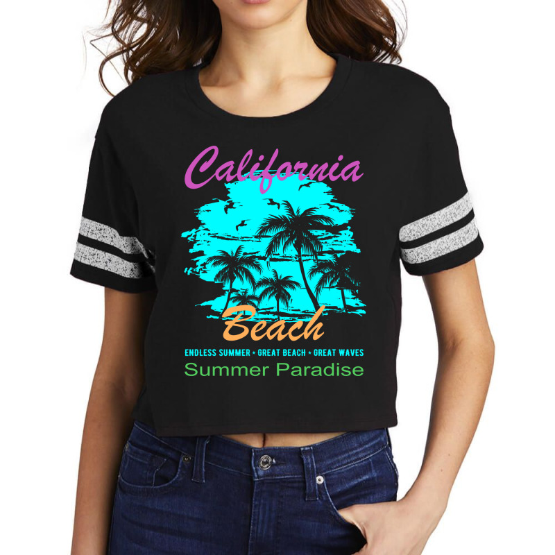 California Beach Summer Paradise Vintage Scorecard Crop Tee by linnenbuessh | Artistshot