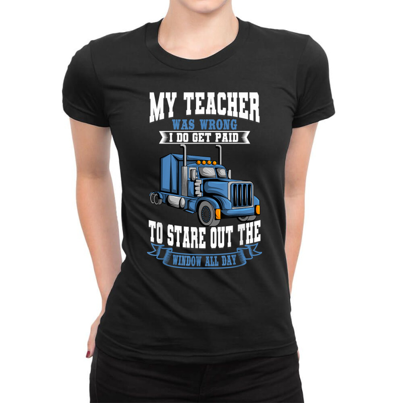 Truck Driver Trucker Teamster Vehicle Lgv Truckie Ladies Fitted T-Shirt by lelionsuza | Artistshot