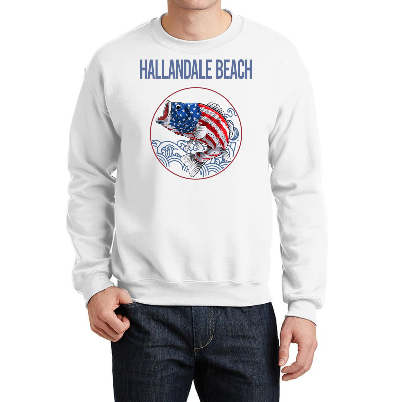 Usa Flag Fish Hallandale Beach Hipster Crewneck Sweatshirt by sproleervinej | Artistshot