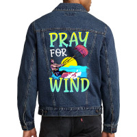 Kiteboarding Pray For Wind Kitesurfing Love Men Denim Jacket | Artistshot