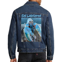 Funny Jumpscare Lobster Meme Blue Crustacean Men Denim Jacket | Artistshot