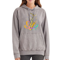 Saxophone Player Musical Notes Jazz Musician Saxop Vintage Hoodie | Artistshot