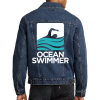 Ocean Swimmer Gift For Swim Lovers Green Men Denim Jacket | Artistshot